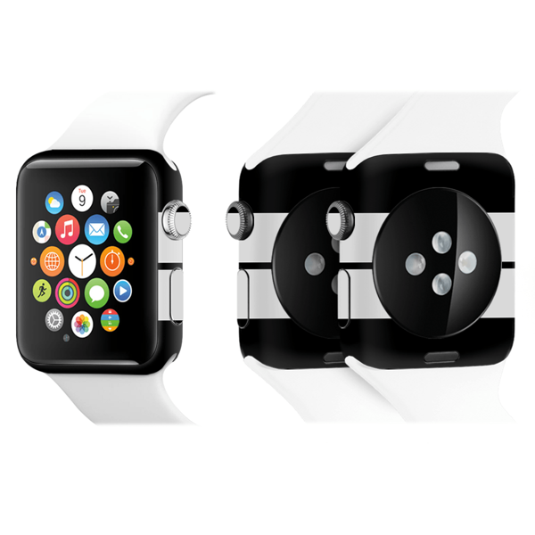 Papscover Apple Watch Kaplama Siyah Çift Beyaz Şerit - Image 1