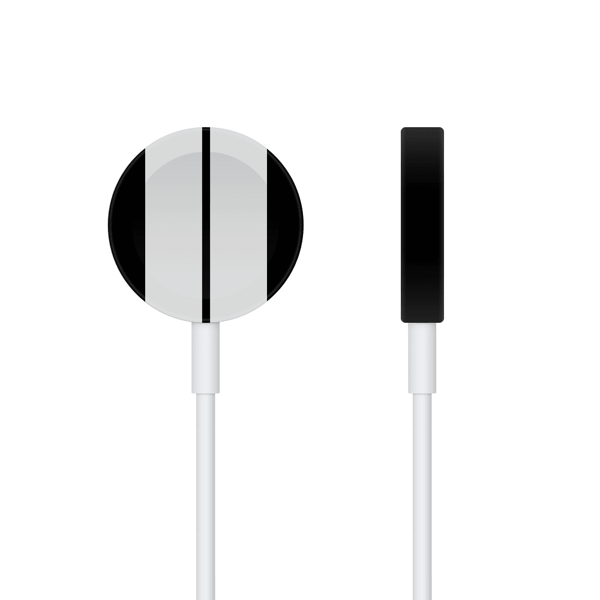 Papscover Apple Watch Manyetik Şarj Kaplama Siyah Çift Beyaz Şerit - Image 1