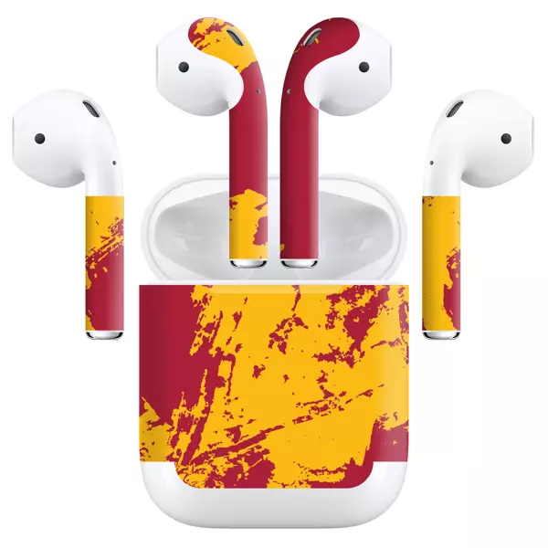 Papscover Airpods (Gen 2 No Wireless) Kaplama Sarı Kırmızı - Image 1