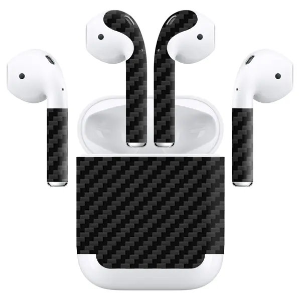 Papscover Airpods (Gen 2 No Wireless) Kaplama Siyah Karbon Fiber - Image 1