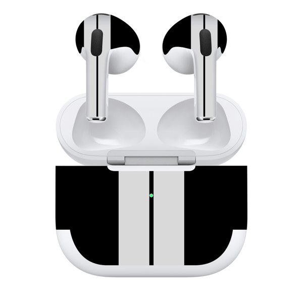 Papscover Airpods 3 Kaplama Siyah Çift Beyaz Şerit - Image 1