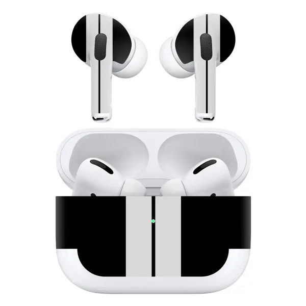 Papscover Airpods Pro Kaplama Siyah Çift Beyaz Şerit - Image 1