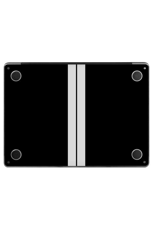 Papscover Macbook Air 13" (2022 M2) Kaplama - Siyah Çift Beyaz Şerit - Image 1