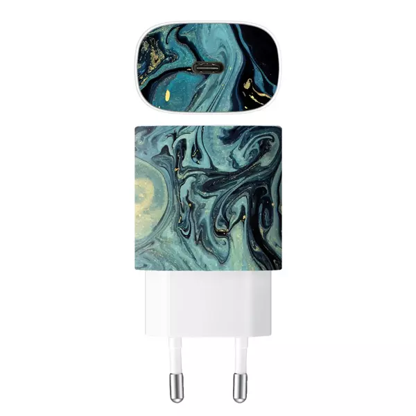 Papscover Samsung 25W Şarj Aleti Kaplama Mistik Mavi Dalga - Image 1