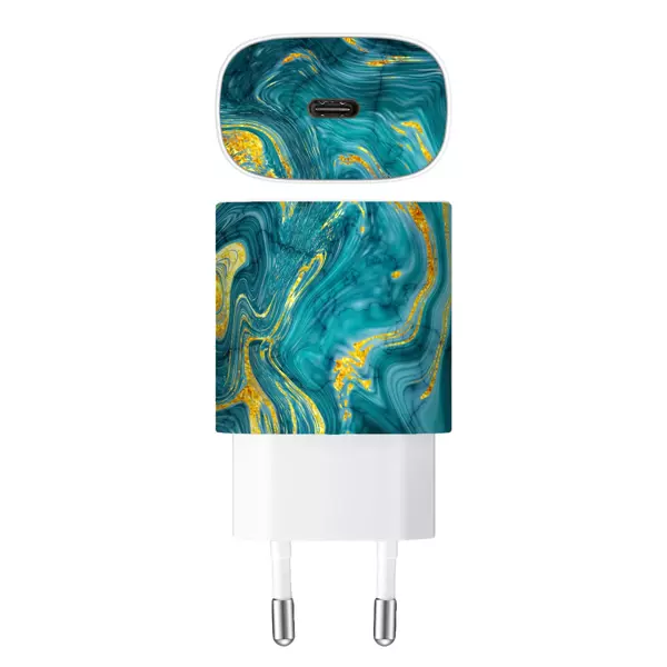 Papscover Samsung 25W Şarj Aleti Kaplama Mistik Turkuaz Dalga - Image 1