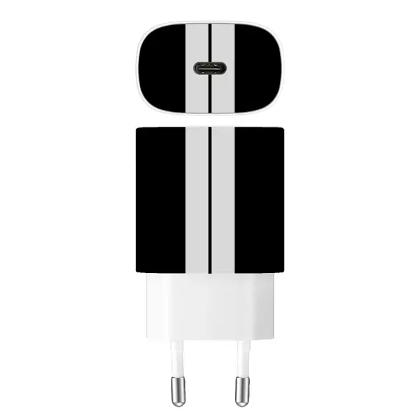 Papscover Samsung 25W Şarj Aleti Kaplama Siyah Çift Beyaz Şerit - Image 1