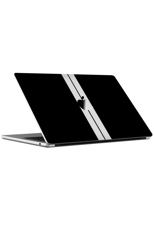 Papscover Macbook Air 13" (2024 M3) Kaplama - Siyah Çift Beyaz Şerit - Image 1