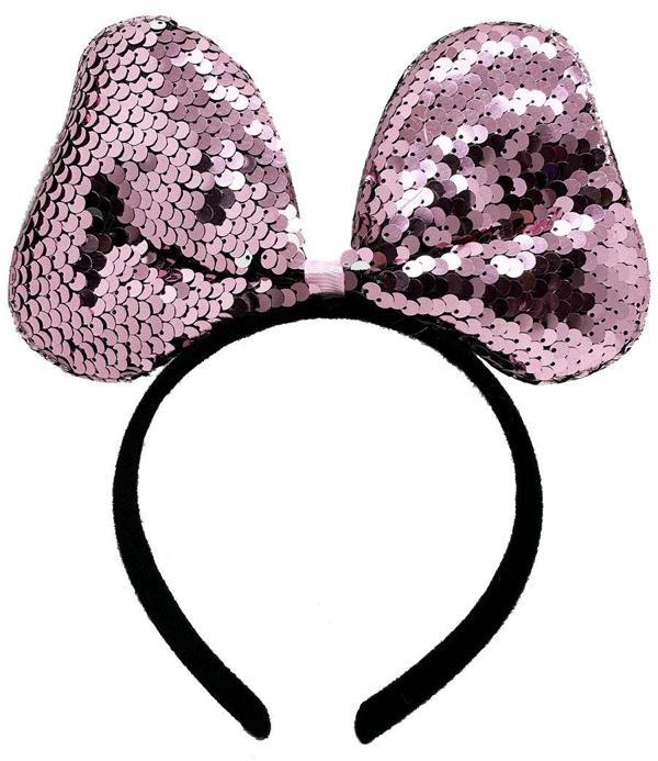 Renk Değiştiren Pullu Payetli Fiyonk Parti Tacı Pembe Gümüş Renk 20x16 cm - Image 1