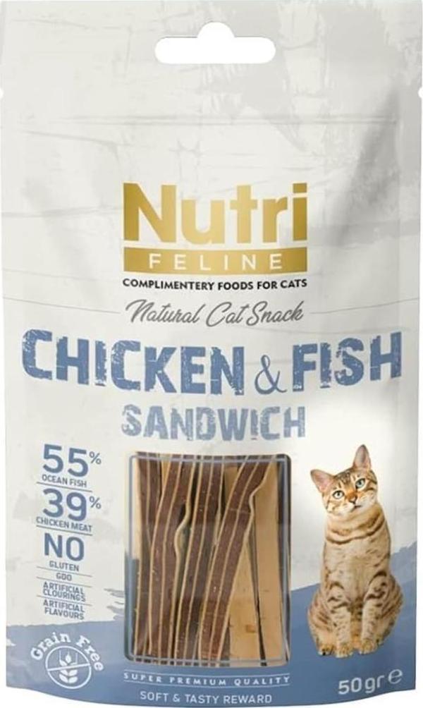 Nutri Feline Chicken Fish Sandwich Tahılsız Kedi Ödülü 50 Gr - Image 1