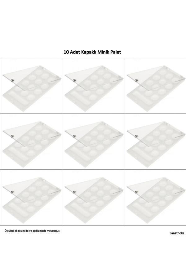 Sanathobi Kapaklı Minik Palet, Piknik Palet, Saklama Kutusu, 13 Bölmeli 12X7Cm-10 Adet - Image 1