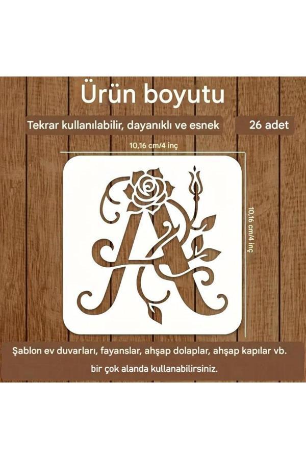 Canson Kaligrafi Harf Şablonları 26 Parça 10X10Cm-Çiçek Harf Şablonu, Boyama Sticker - Image 1