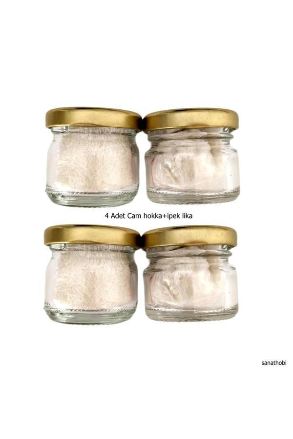 Sanathobi İpek Likalı Cam Hokka Sarı Kapak, Hat Sanatı Kaliigrafi, Minyatür Tezhip Hokka-28Ml-4 Adet - Image 1