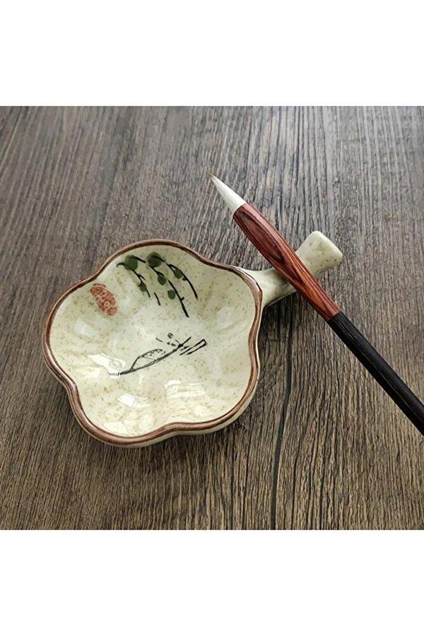 Sanathobi Porselen Mürekkep Hokkası, Çiçek Şeklinde Seramik Mürekkep Kabı, Sunum Tabağı-No:2 - Image 1