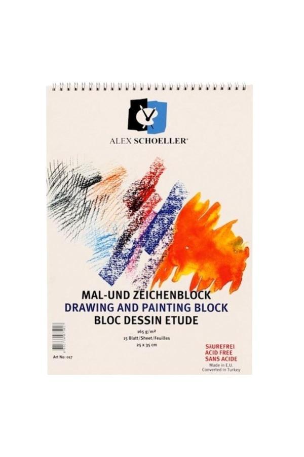 Sanathobi Alex Schoeller Resim Defteri, Teknik Çizim Defteri 25X35 Spiralli 165 Gr 15 Yaprak - Image 1