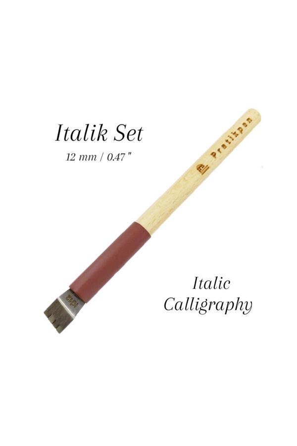 Sanathobi Pratikpen Italik Kaligrafi Kalemi, Yan Kesik, Kalem Sapı Kayın Ağacı 12.0Mm - Image 1
