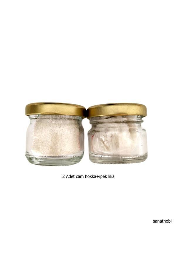 Sanathobi İpek Likalı Cam Hokka Sarı Kapak, Hat Sanatı Kaliigrafi, Minyatür Tezhip Hokka-28Ml-2 Adet - Image 1