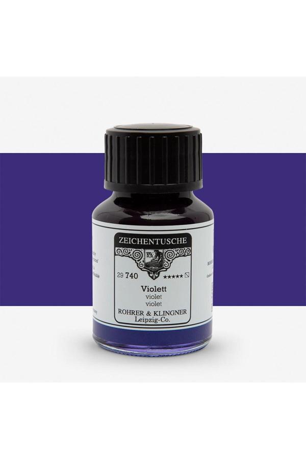 Rohrer & Klingner Kaligrafi Mürekkebi Zeichentusche 29-Airbrush-Fırça-Divit-Sulu Boya 50Ml-740-Violet - Image 1
