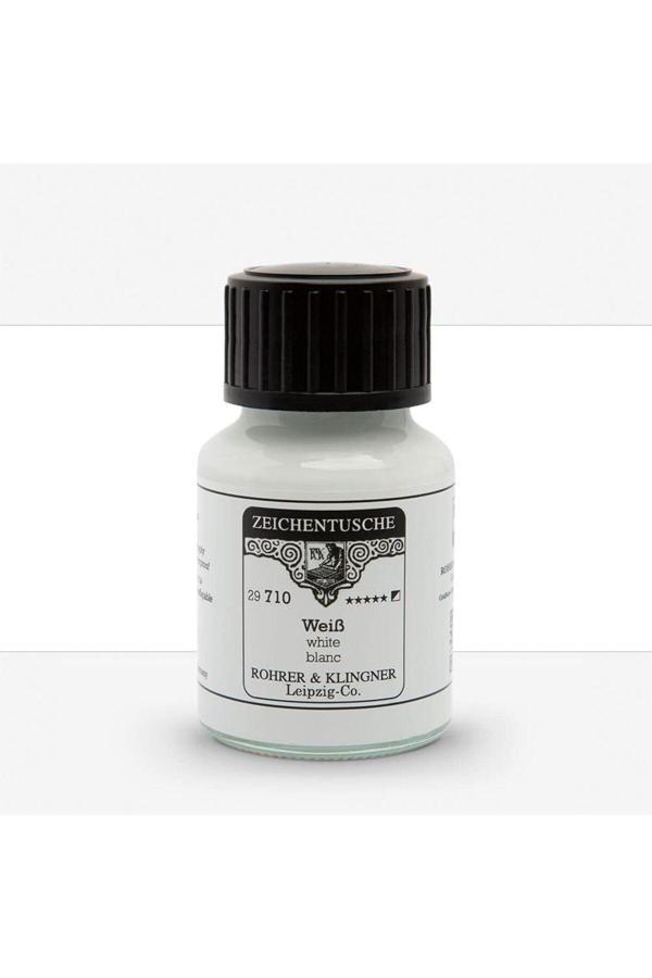 Rohrer & Klingner Kaligrafi Mürekkebi Zeichentusche 29-Airbrush-Fırça-Divit-Sulu Boya 50Ml-710-White - Image 1