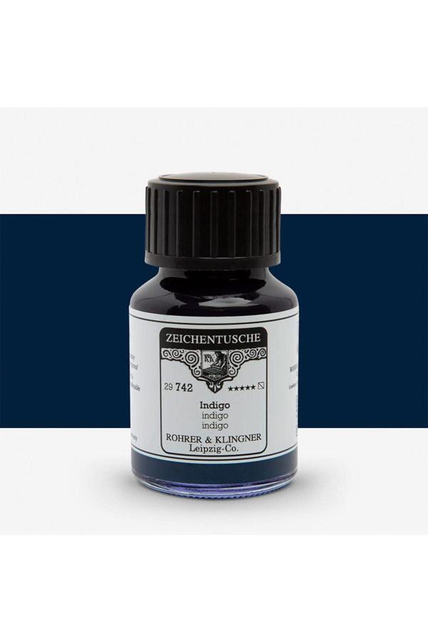 Rohrer & Klingner Kaligrafi Mürekkebi Zeichentusche 29-Airbrush-Fırça-Divit-Sulu Boya 50Ml-742-İndigo - Image 1
