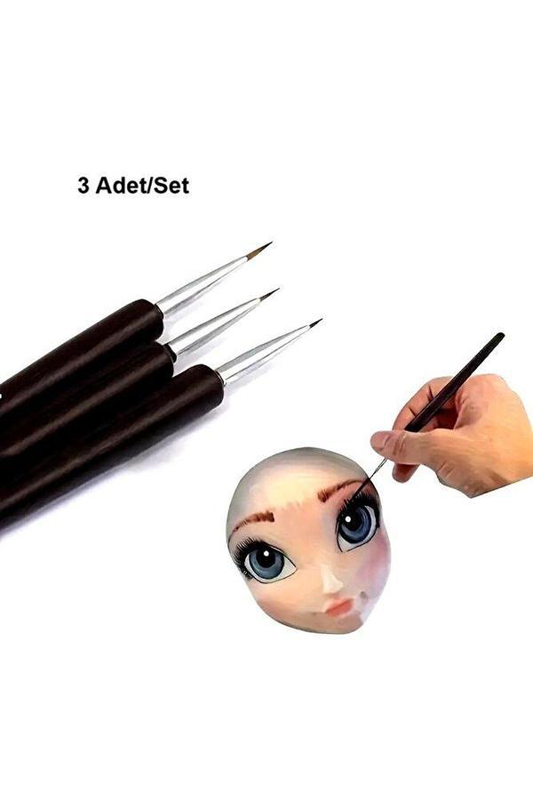 Sanathobi Detay Fırçası-İnce Uçlu-Tırnak Süsleme Fırça Seti-Desen Fırçası, Altın Fırça Seti 0-00-000 (3 Ad) - Image 1