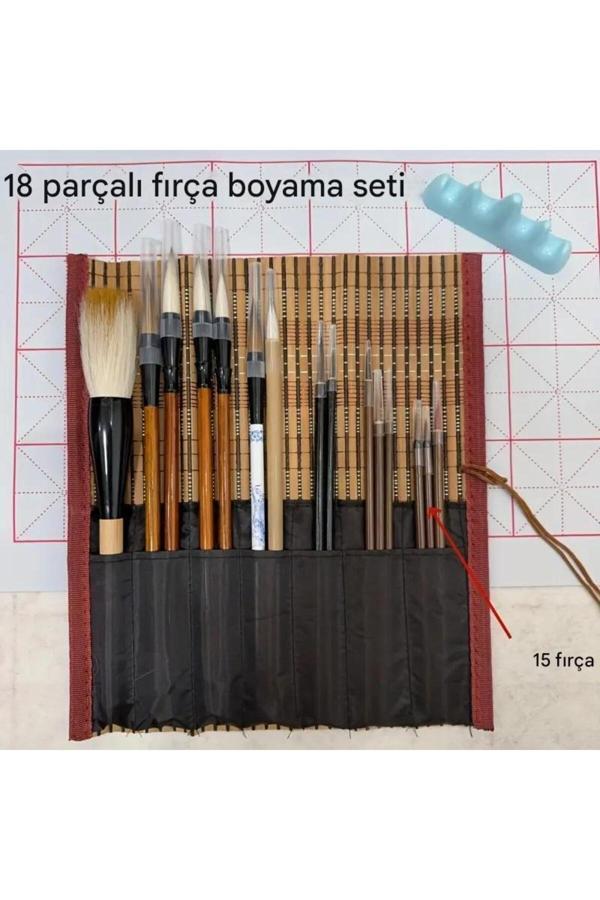 Sanathobi Çini Tahrir, Seramik Sırlama Fırça Seti, Seramik Boyama, Çini, Vazo, Resim, Brush-18 Parça - Image 1