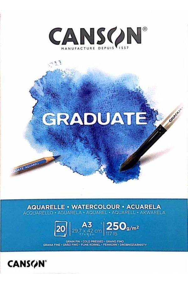 Canson Sulu Boya Defteri, Sulu Boya Bloğu Graduate 20 Yaprak A3 250 Gram - Image 1