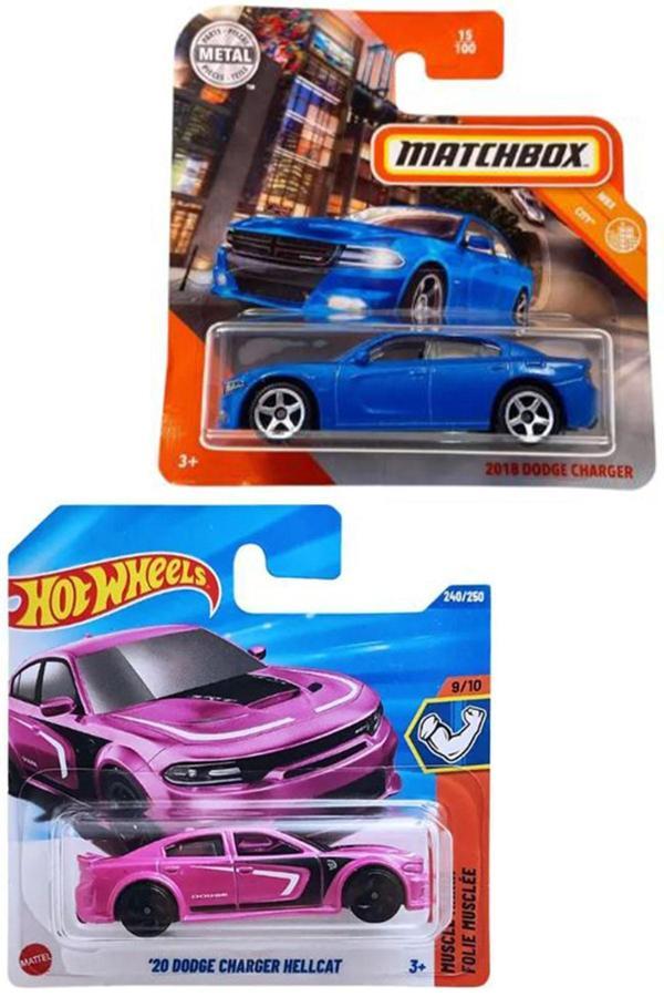 2 Araç Set - Hot Wheels '20 Dodge Charger Hellcat & Matchbox 2018 Dodge Charger (1/64) - Image 1