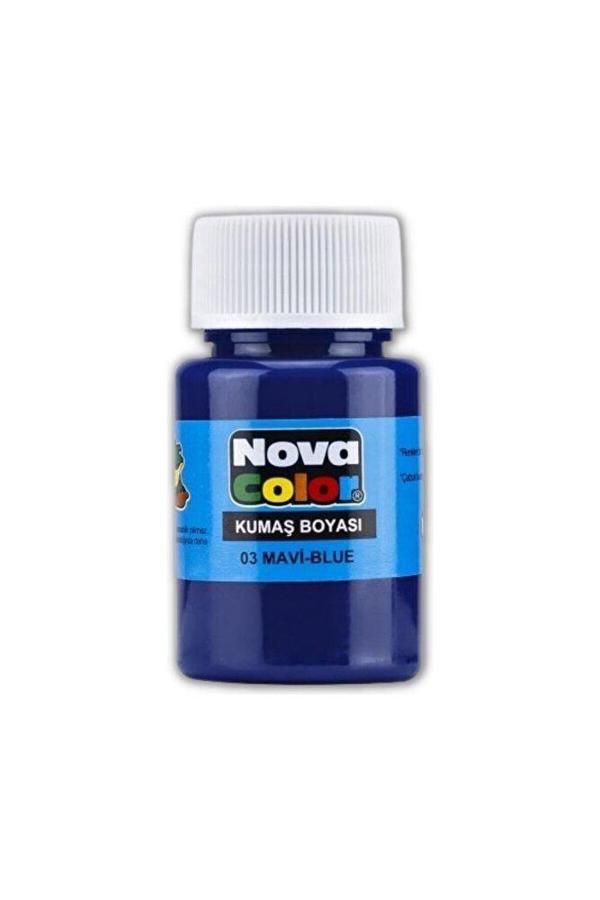 Nova Color Kumaş Boyası, Canlı Renkler, Solmaz, Tişört, Çanta, Tekstil Boyası-Mavi Renk 30Ml-1 Adet - Image 1