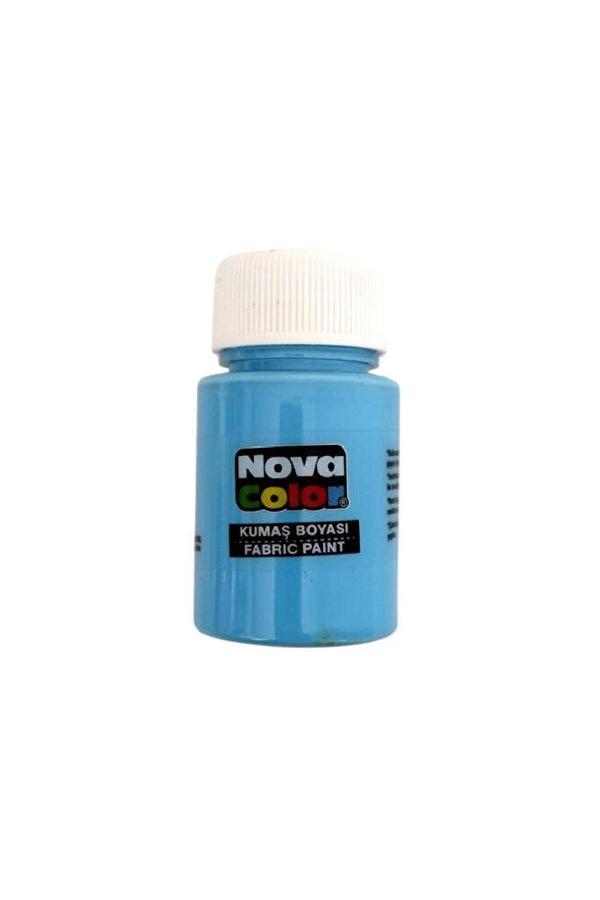 Nova Color Kumaş Boyası, Canlı Renkler, Solmaz, Tişört, Çanta, Tekstil Boyası-Açık Mavi 30Ml-1 Adet - Image 1