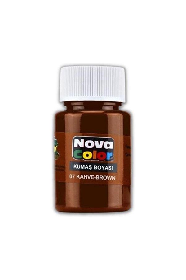 Nova Color Kumaş Boyası, Canlı Renkler, Solmaz, Tişört, Çanta, Tekstil Boyası-Kahverengi 30Ml-1 Adet - Image 1
