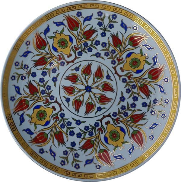Armada Çini Armada Cini Prt 84 25 Cm Altın Yaldızlı Iznik Rumi Desenli Porselen Cini Tabak - Image 1