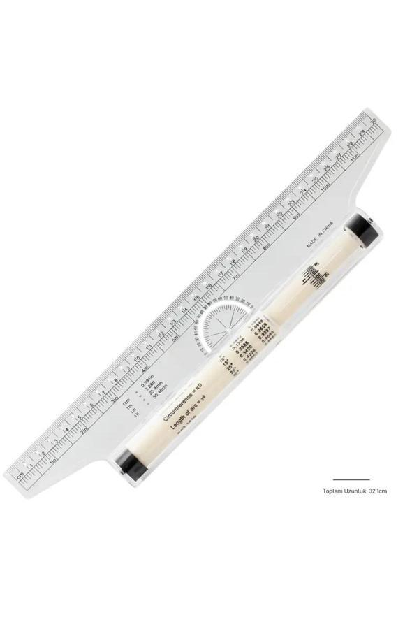 Sanathobi Açılı Paralel Cetvel, Yuvarlanan Cetvel, Ölçek Paralel Cetvel, Sinüs-Kosinus, Rolling Ruler 30Cm - Image 1