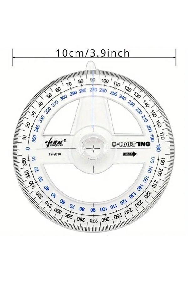 Sanathobi 360° Protractor Cetvel, Şeffaf Matematik, Geometri, Tasarım Ve Sanat Projeleri İçin İdeal-1Ad - Image 1