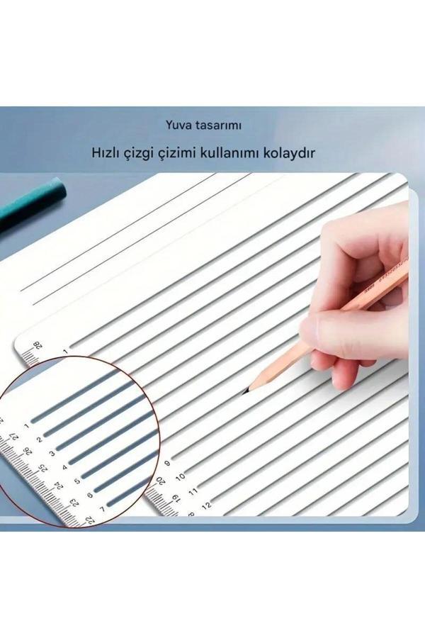 Sanathobi Şeffaf Plastik Cetvel Çizgi Çekme, Pratik Çizgi Oluşturma, 1.0Cm Aralıklı 20.5X29.5Cm - Image 1