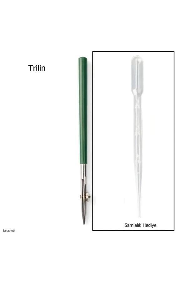 Sanathobi Trilin, Çizgi Kalemi, Hassas İnce Çizgi, Trilin Kalem, Yeşil Renk, (Damlalık Hediye)-1 Adet - Image 1