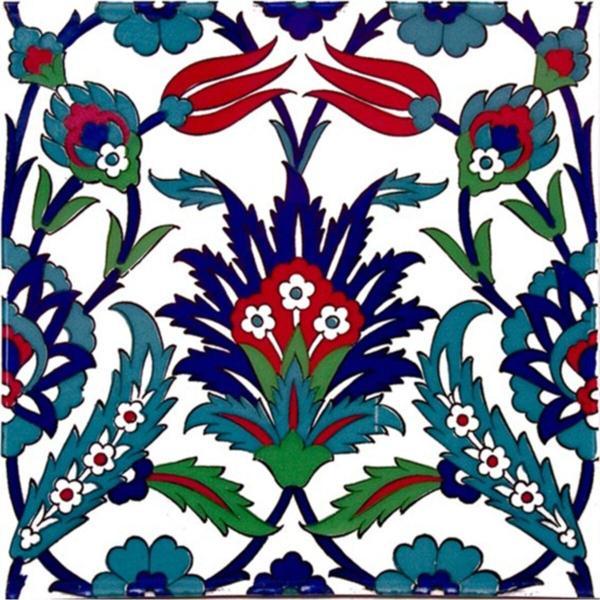 Armada Çini Laleli Desen Osmanlı Çini Seramik Karo 20x20 cm Ac 19 - Image 1