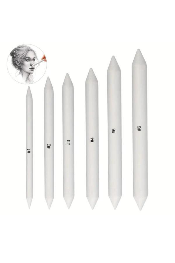 Sanathobi Eskiz Karıştırma Çubukları, Tortillion, Kara Kalem Silgi, Gölgelendirme-Set, 6 Adet - Image 1