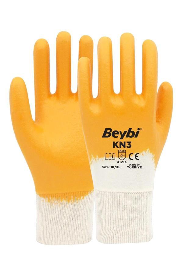 Beybi Kn3 Pamuk Nitril Eldiven ( 12 Adet) Sarı - Image 1
