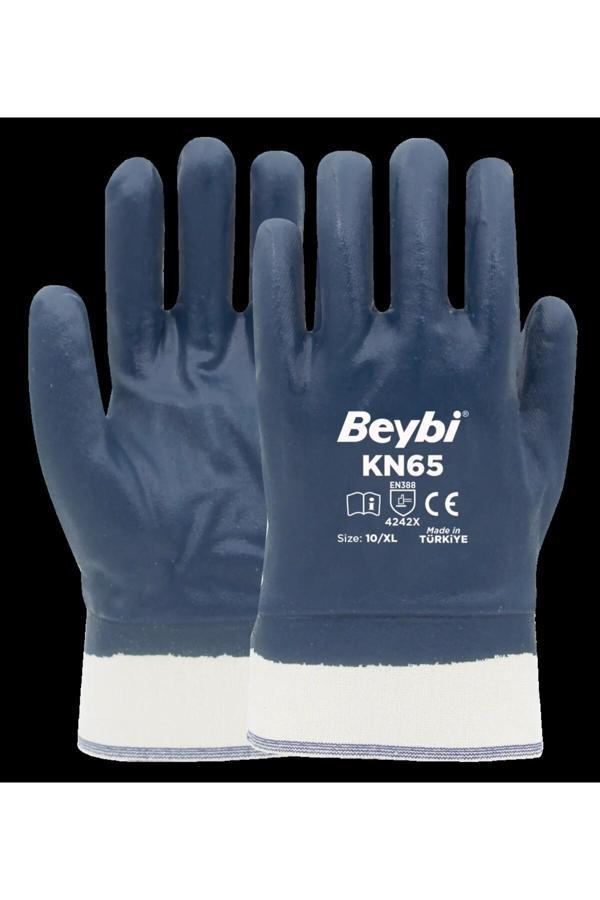 Beybi Petrolcü Eldiveni Kn65 Pamuk Nitril Eldiven 12 Adet - Image 1