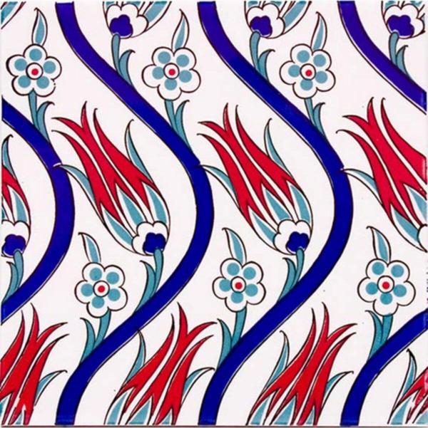 Armada Çini Sarmaşık Lale Desenli Çini Seramik Karo 20x20 cm Ac 20 - Image 1
