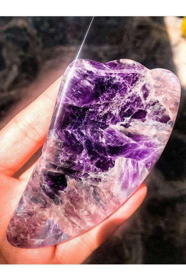 Efsoon Organics Doğal Taş Roller | Ametist Gua Sha Kaz Ayaklı Masaj Aleti | - Image 1