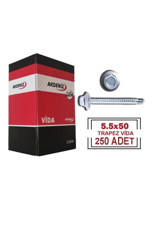 AKDENİZ TRAPEZ ÇATI VİDASI 1 PAKET 250 ADET PULLU YERLİ ÜRETİM - Image 1