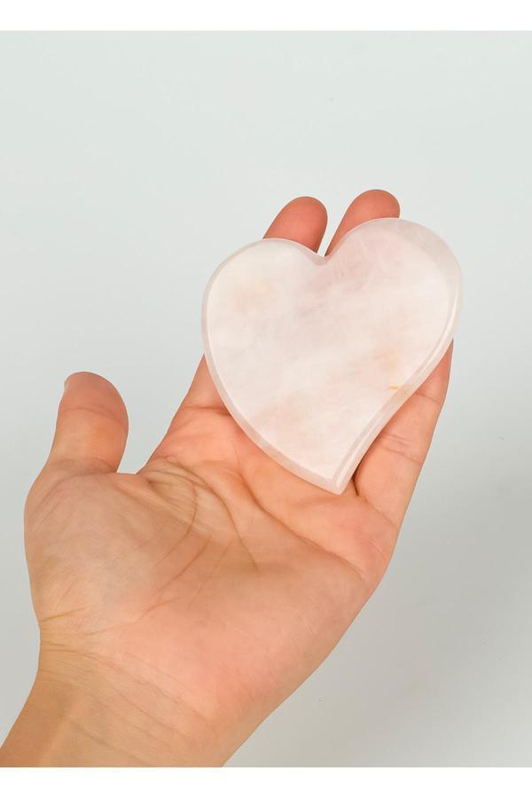 Efsoon Organics Yüz Masajı Doğal Taş Özel Kesim Pembe Kuvars Kalp Gua Sha - Image 1