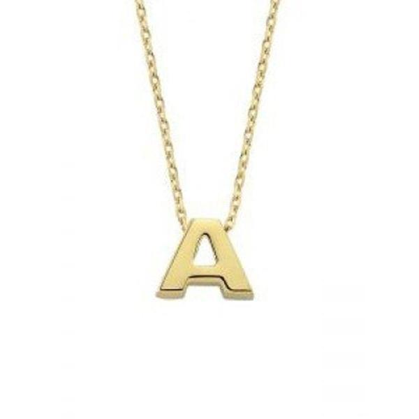 Zincirli Altın A Harf Taşsız Kolye - Image 1