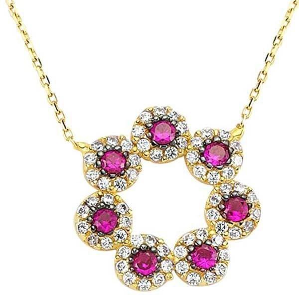 Papatya Kolye 2,62 Gram Pembe 14 Ayar Altın - Image 1
