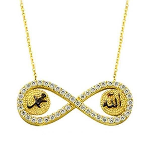 Kolye Allah Muhammed Sonsuzluk 3,26 Gram 14 Ayar Altın - Image 1
