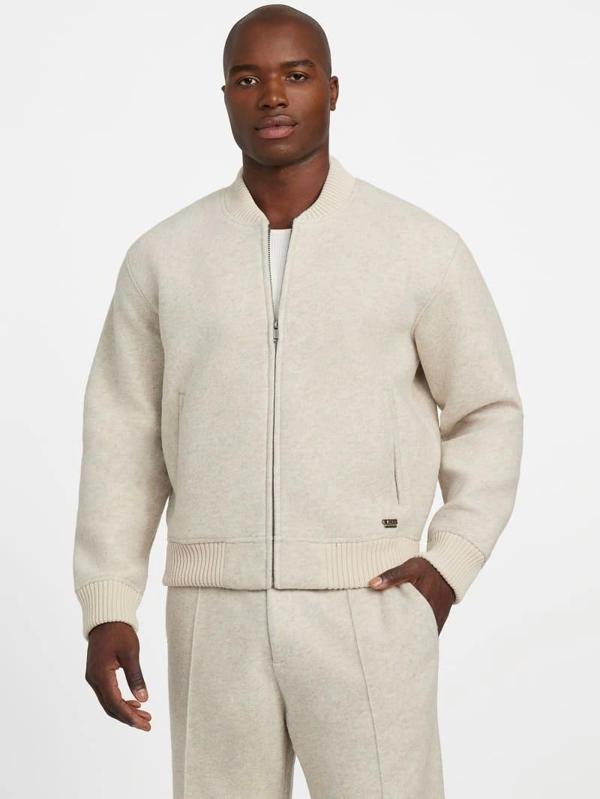 Guess Bomb Erkek Krem Yün Karışımlı Scuba Sweatshirt M5BQ22K7640-LOH - Image 1