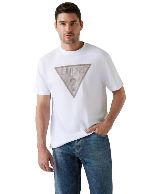 Guess Triangle Erkek Beyaz Regular Fit T-Shirt M5BI04I3Z14-G011 - Image 1