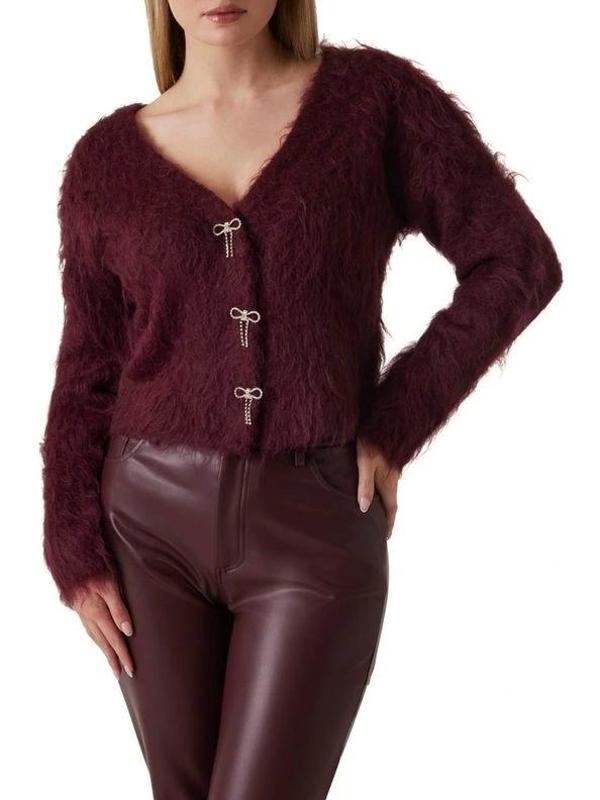 Guess Tomiko Kadın Kırmızı Yün Karışımlı Triko Hırka W5BR91Z3JI2-G596 - Image 1