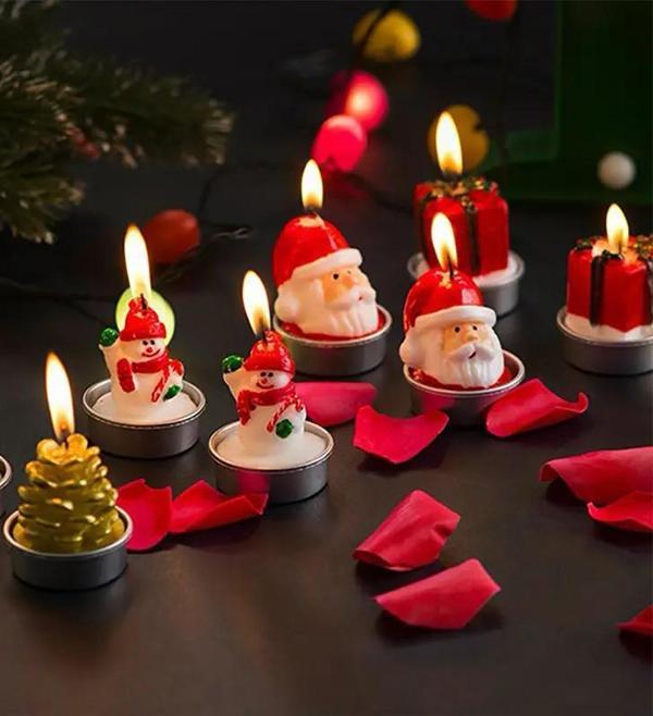 Yılbaşı Noel 4'lü Mum Seti Merry Christmas - 4 ADET MUM SETİ - Image 1